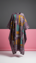 Charcoal Plum Cotton Kurta With Abstract Motifs